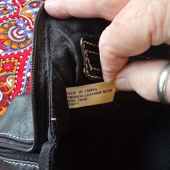 St. Johns Bay Leather Handbag with backpack straps in Black - Picture 7 of 13